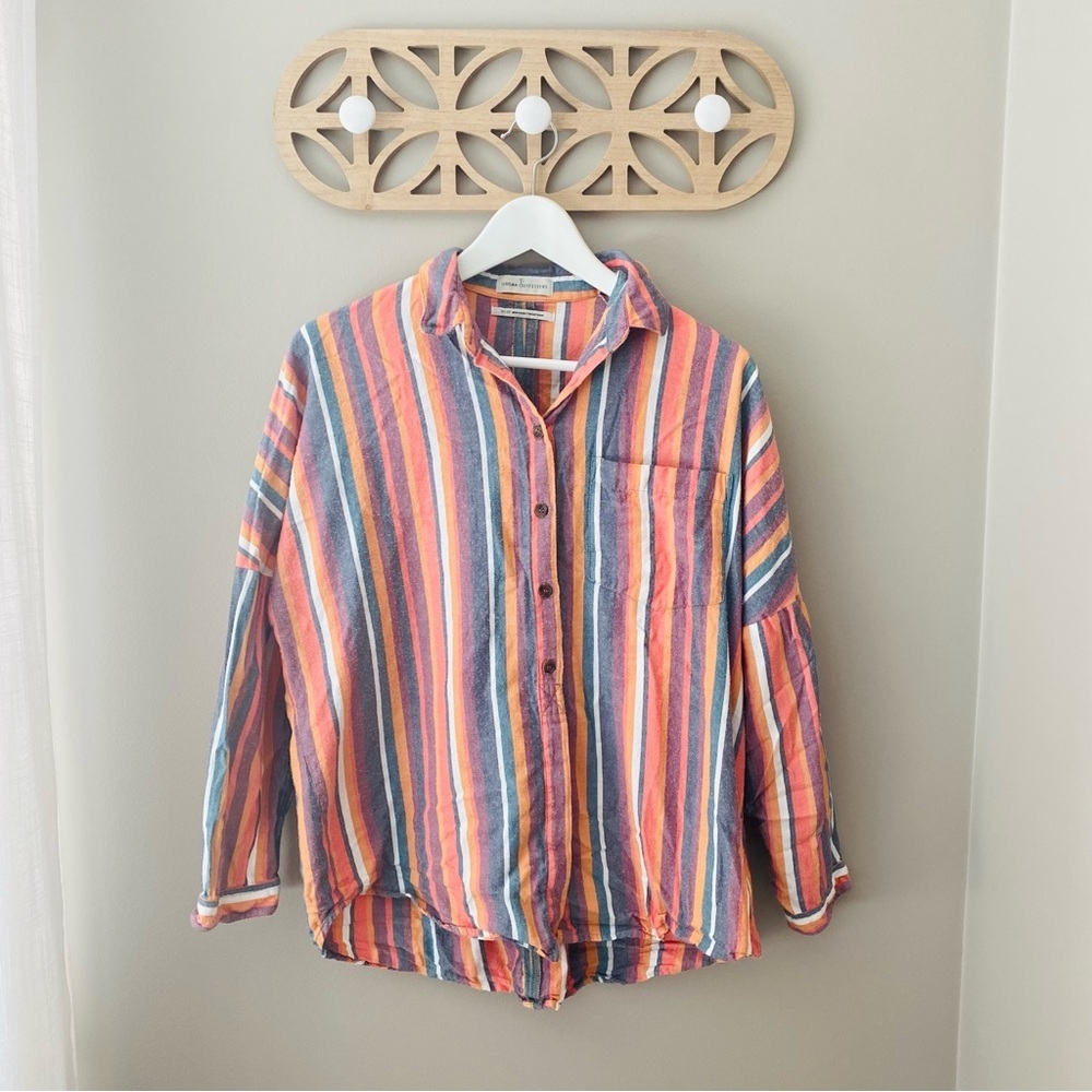 Urban Outfitters Stripe Twill Button Through Shirt Sz XS